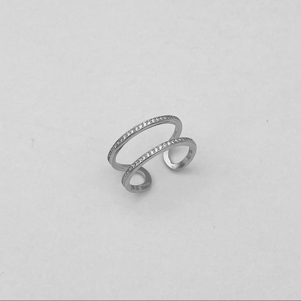 Sterling Silver CZ Cuff Ring - Picture 5 of 8